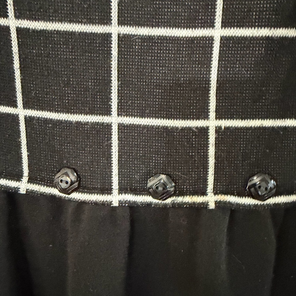 Vintage 80’s 90’s Union made Leslie Fay Black and White Grid Long Sleeve Dress - Picture 5 of 12